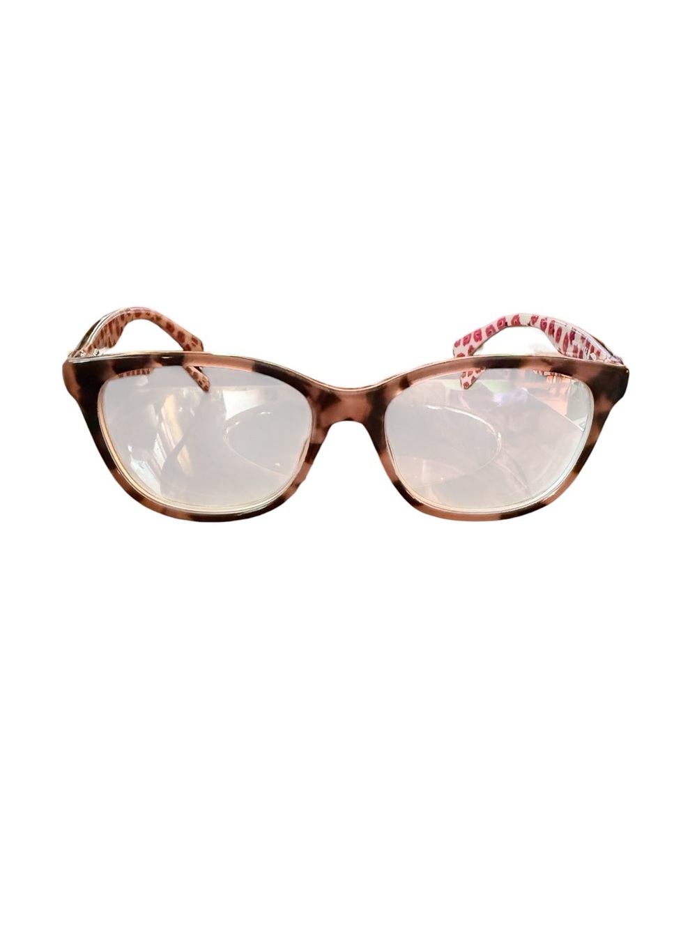 Kate Spade Tortoise Shell Cat-Eye Glasses with Pink Temple Accents